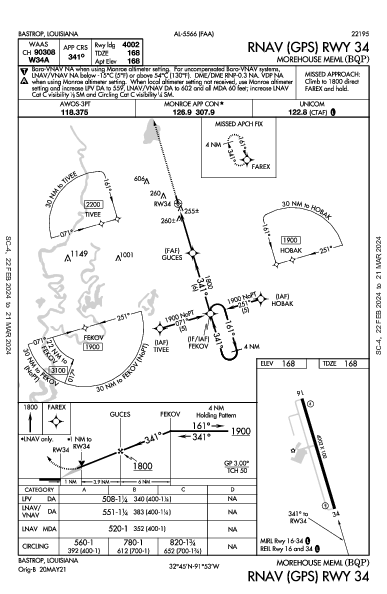 Morehouse Meml Bastrop, LA (KBQP): RNAV (GPS) RWY 34 (IAP)