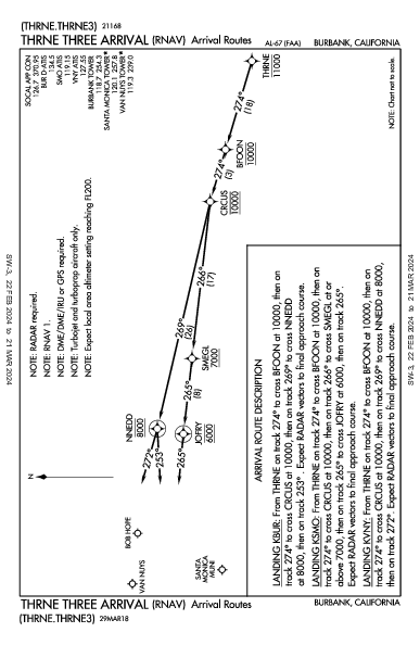 卜合機場 Burbank, CA (KBUR): THRNE THREE (RNAV) (STAR)